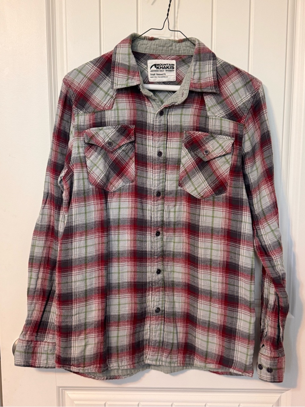 Mountain Khakis Men's Small Plaid Western Snap‎ Flannel Shirt Relaxed Fit